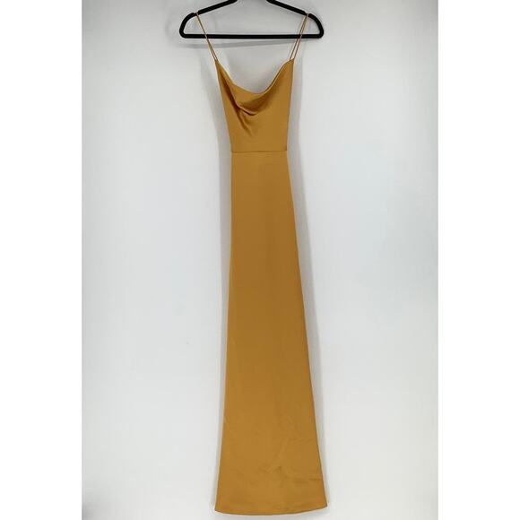 NEW! Dessy Collection Size 0 Lux Charmeuse Slip Dress NYC Yellow $231 msrp J1-2 - Picture 3 of 10